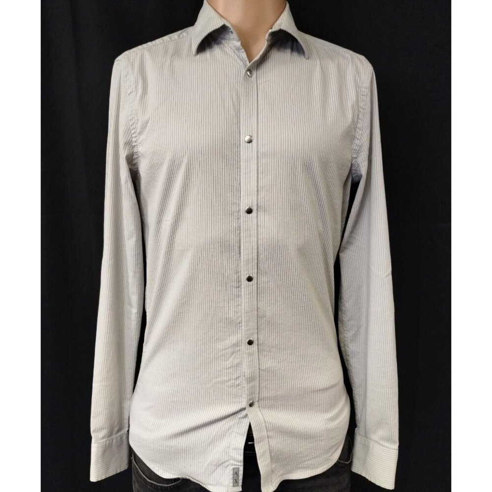 Armani Exchange Men's Grey Shirt/Silver Snaps Sz XS SKU 4008